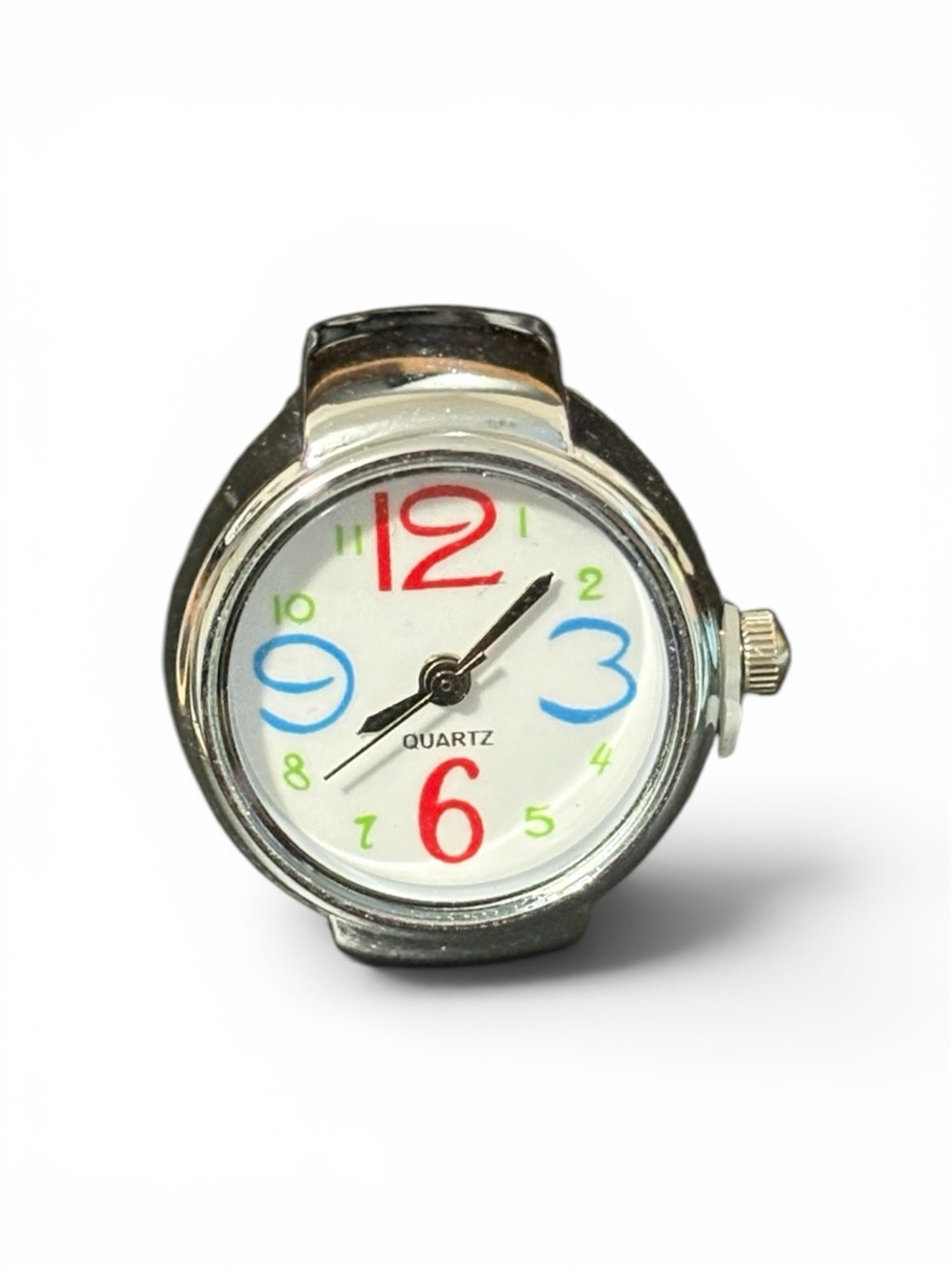 Colorful Numeral Silver Quartz Ring Watch